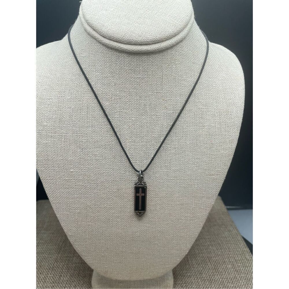 Brighton Heavenly Cross Black Corded Pendant Necklace Self Love Silver Unisex